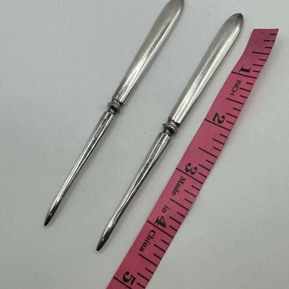 WM Rogers and Son Silver Nut Picks 5” Collectible Vintage Antique Set Of 2